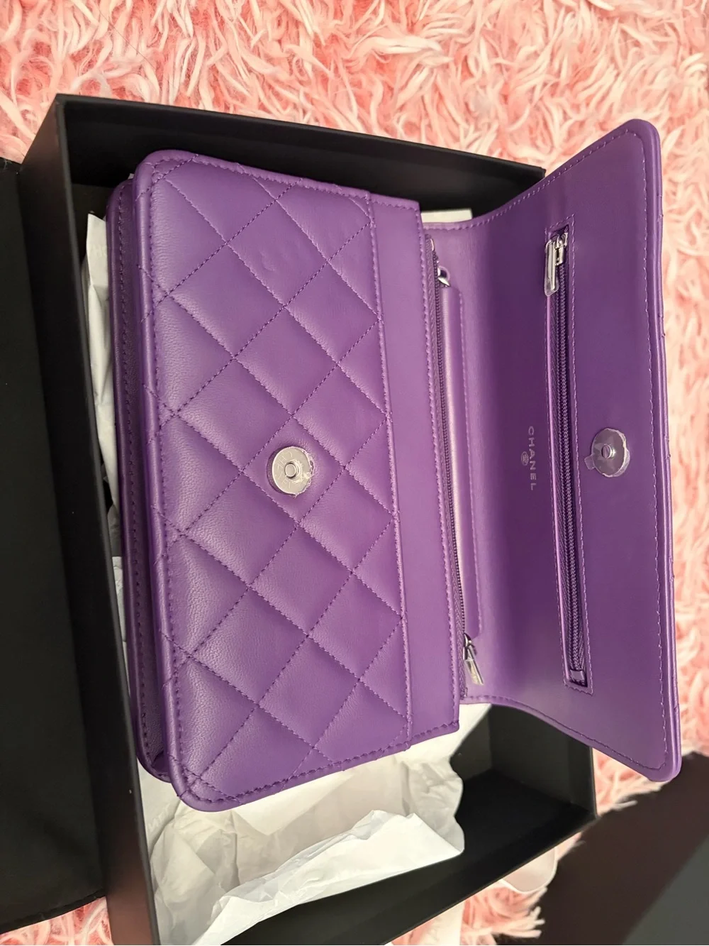 CHANEL Quilted Lambskin Crystal Star Collection Wallet on Chain